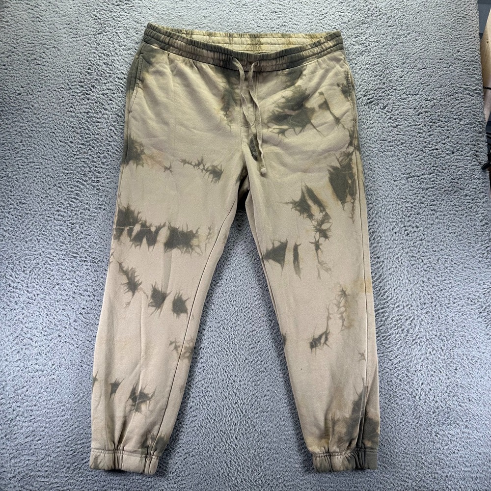 No Boundaries Sweatpants Mens L Green Cotton Tie Dye Jogger Tapered Fleece Lined